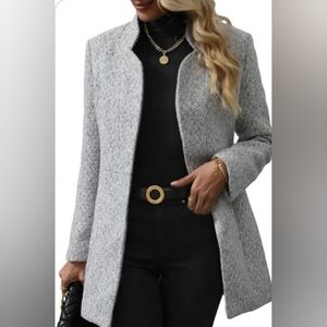 Brand NEW Style&Co 100% Wool Zip-Front Collared Coat-Charcoal LG